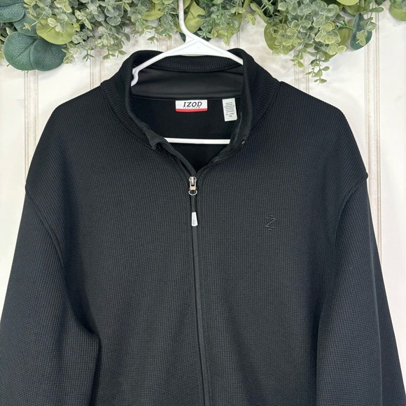 IZOD Performance Black Textured Full Zip Jacket Men's XL Golf Athleisure - Picture 4 of 8